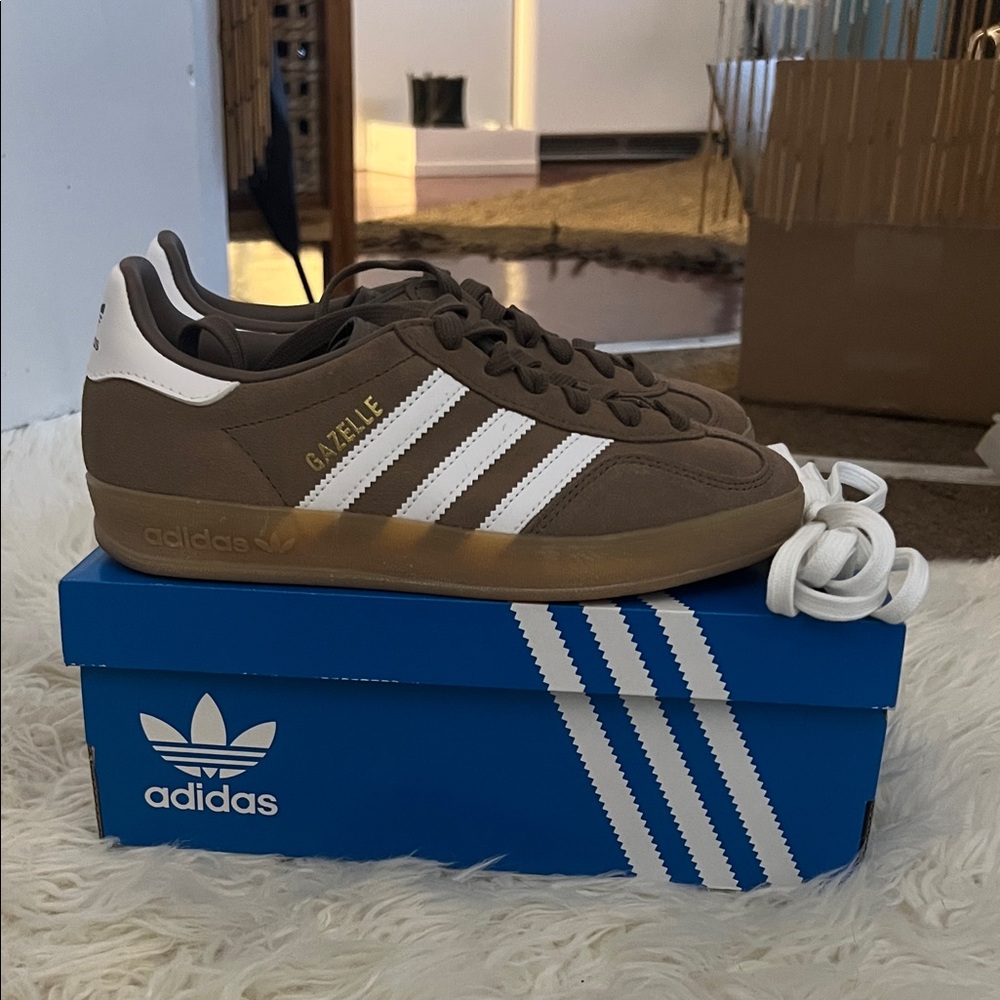 Adidas Gazelle Brown and White Sneakers